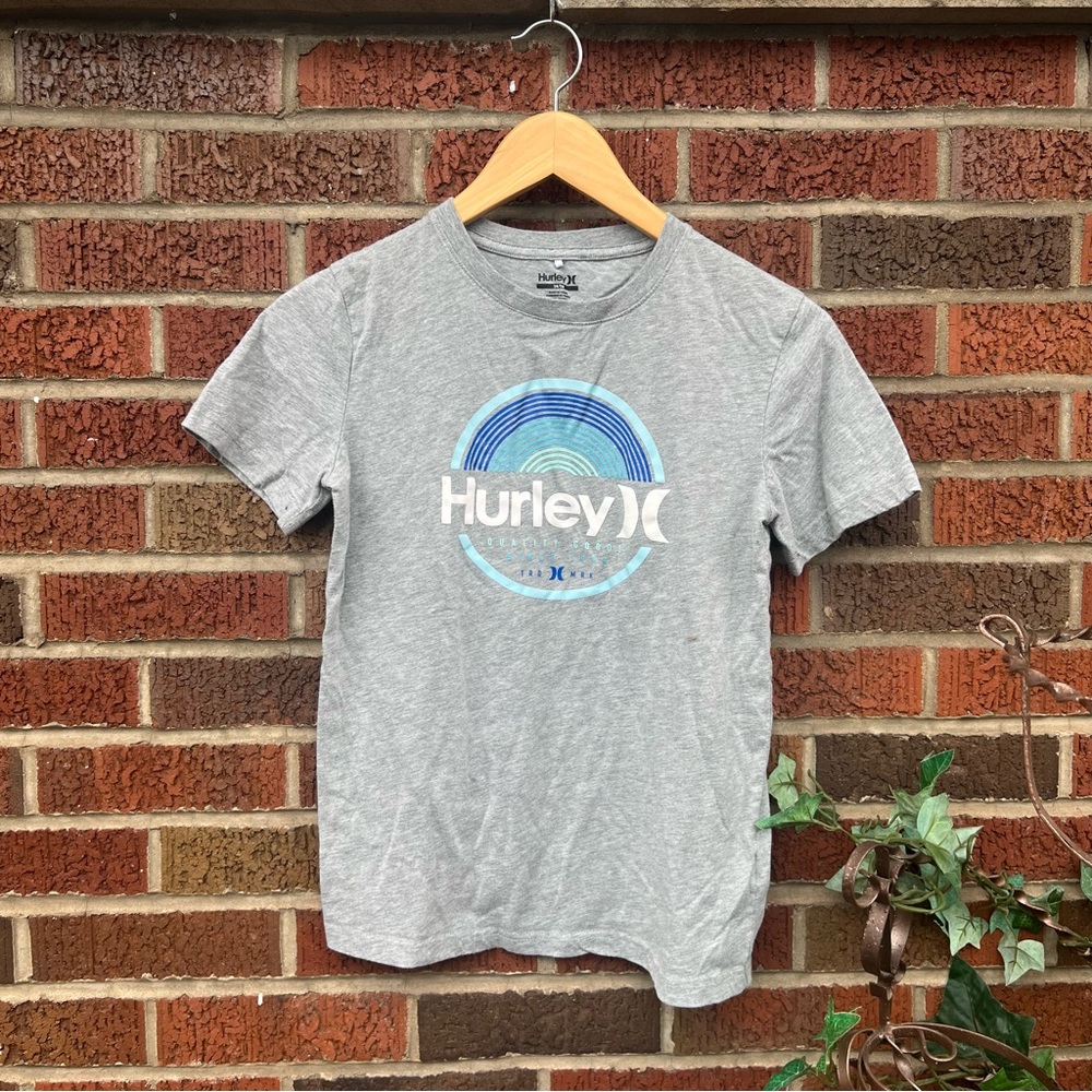 Hurley Blue and Gray Graphic Boy’s Short Sleeve Tee Shirt